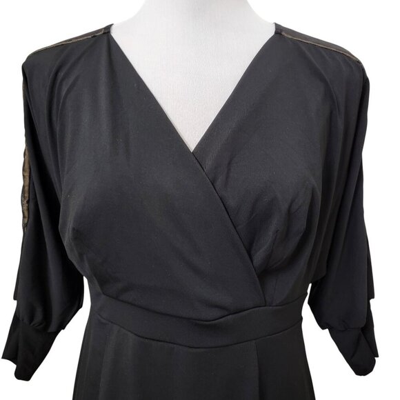 Kimi + Kai Maternity Size S Black Little Black Dress, Tan with Black Mesh Inset - Picture 2 of 15